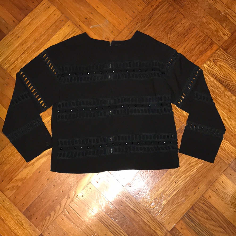 Black 3/4 Sleeve Crop Shirt